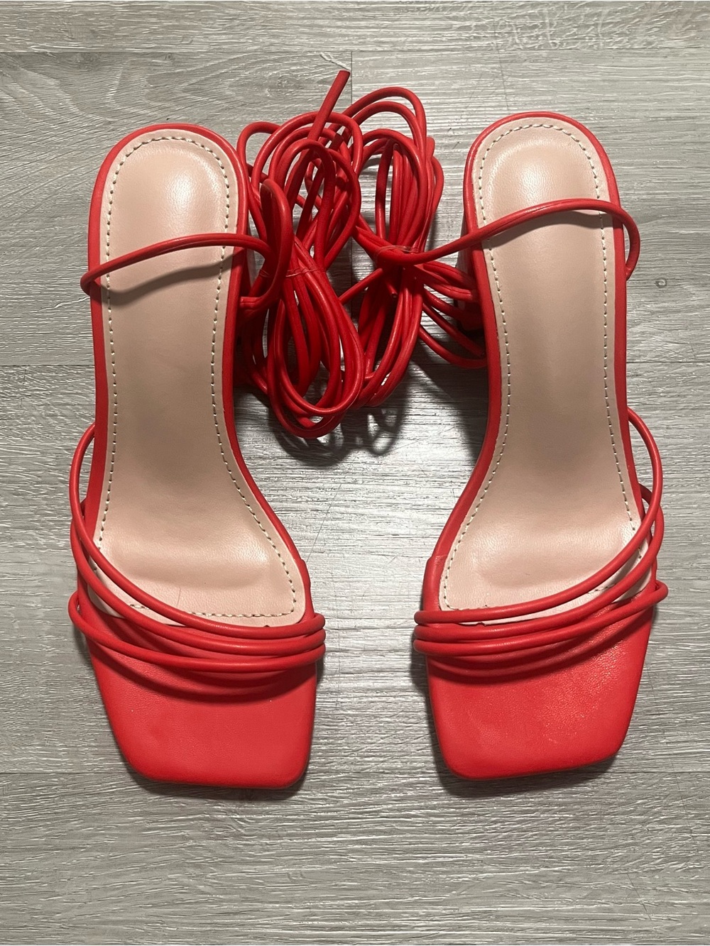 Target Red Lace-Up Strappy Heeled Sandals